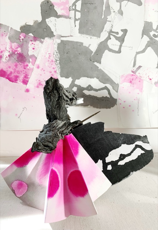 Fighter — ink, paper and matchstick sculpture