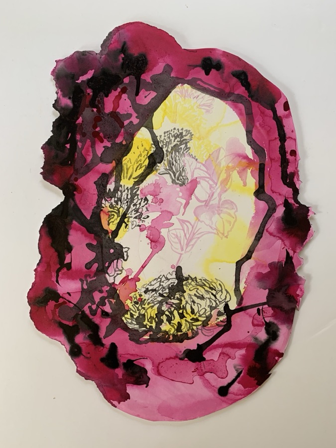 Oval Faith and Disbelief — cut-out layered ink splash